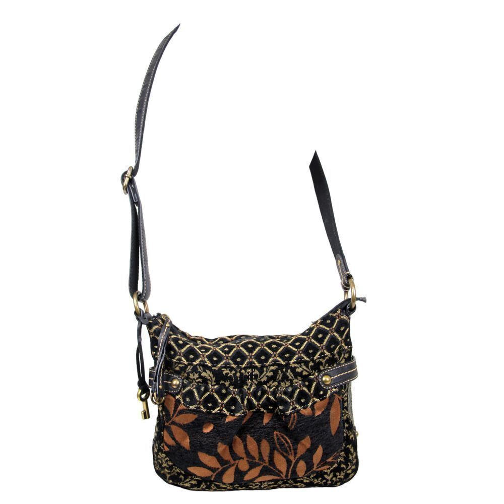 Vintage Fossil Tapestry Hobo Crossbody Bag